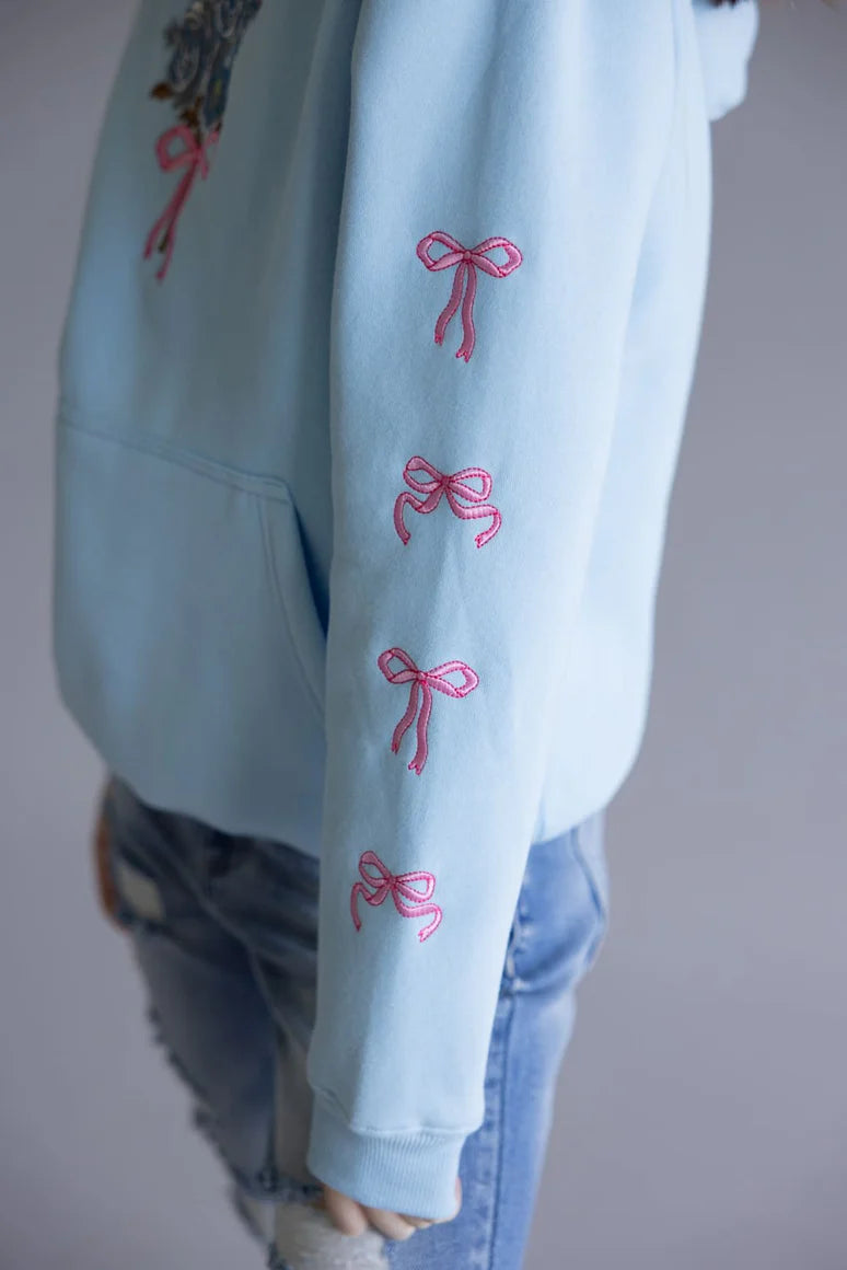 Simply Southern Hooded Light Blue w/Bouquet Sweatshirt