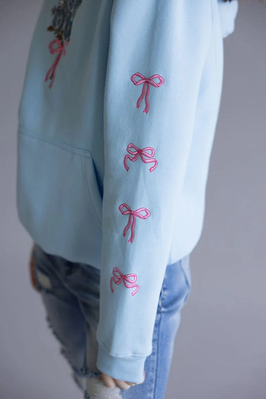 Simply Southern Hooded Light Blue w/Bouquet Sweatshirt