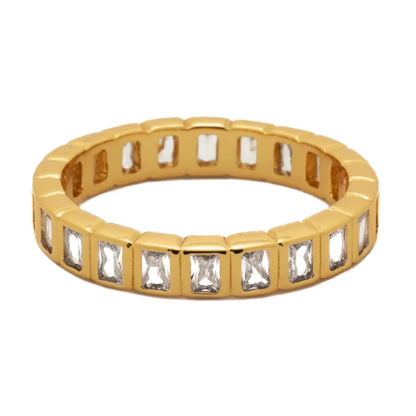 Silver Tennis Emerald Cut Ring