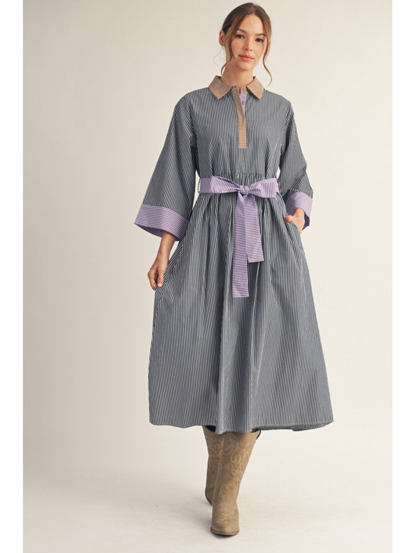 Kendra Multicolored Stripe Midi Dress