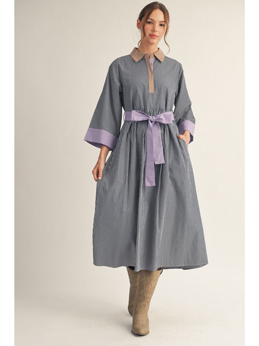 Kendra Multicolored Stripe Midi Dress