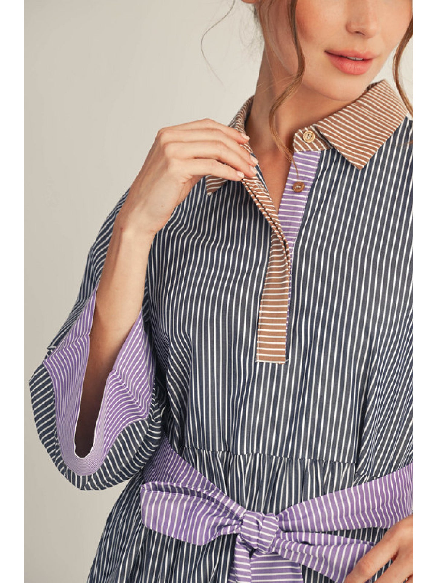 Kendra Multicolored Stripe Midi Dress