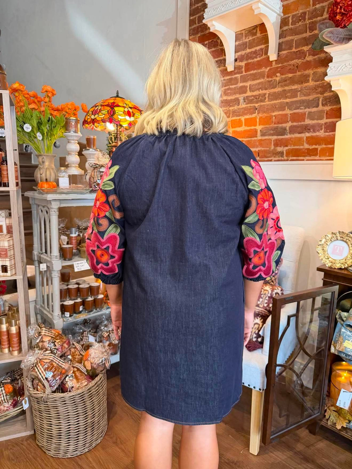 Floral Beauty Denim Mini Dress