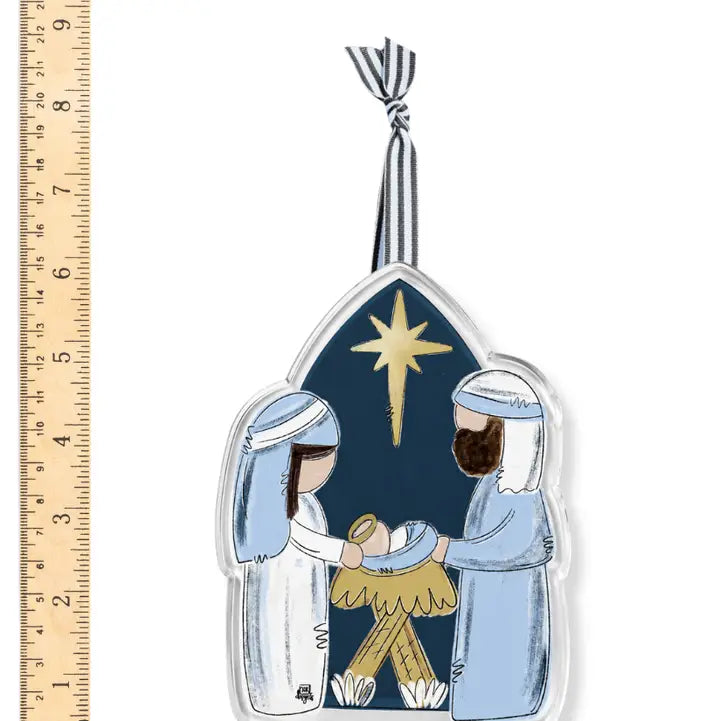 Blue and White Nativity Ornament