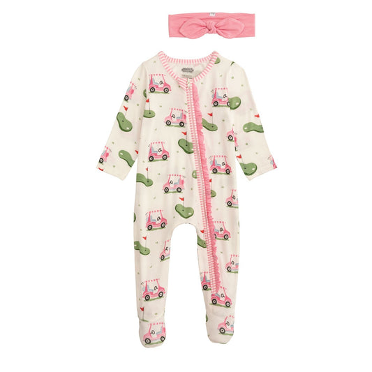 Pink Golf Sleeper & Headband Set