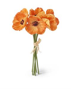 11 Inch Orange Real Touch Mini Poppy Bundle (6 Stems)