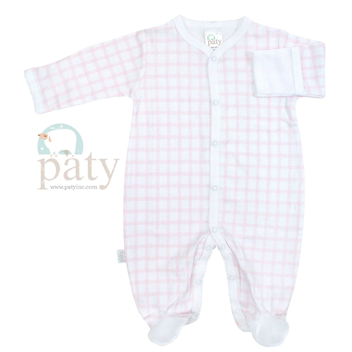 Paty Pima Gingham Footie 3 months/Pink