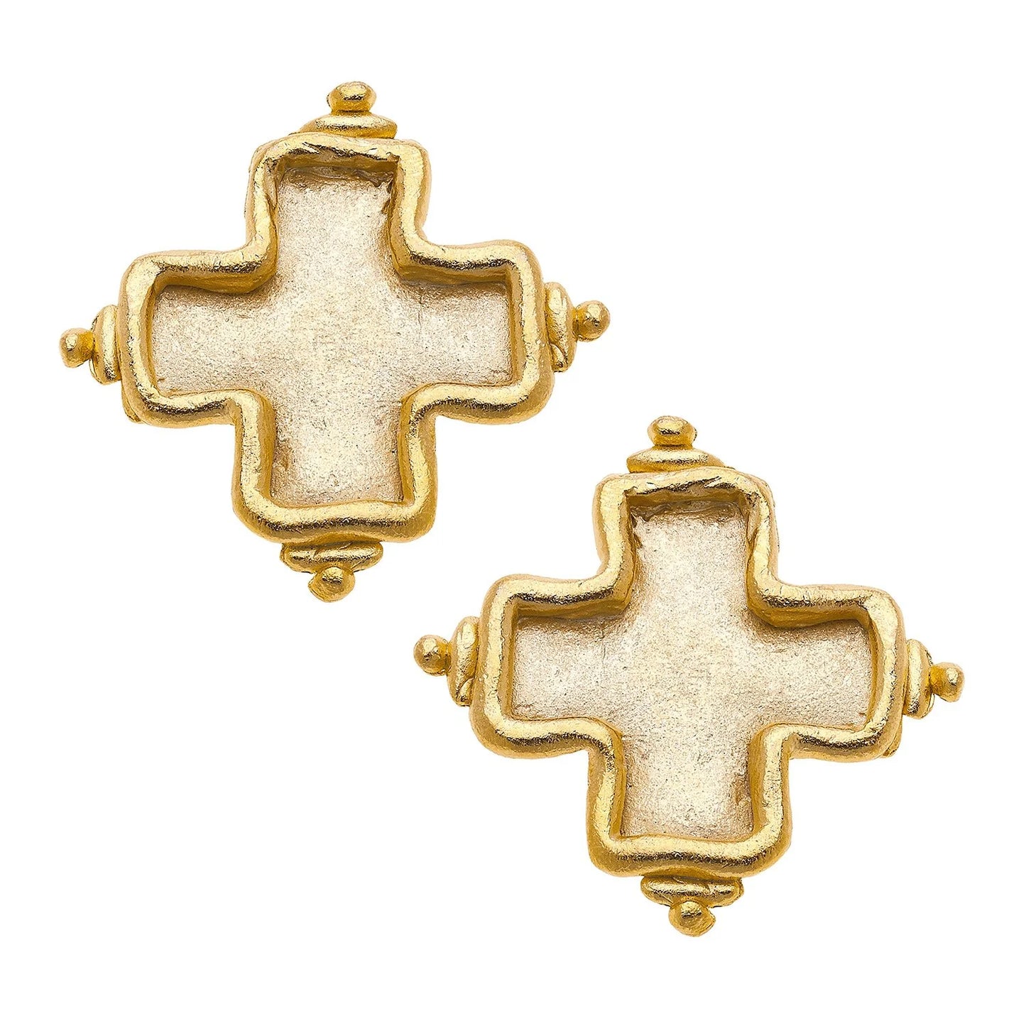 Susan Shaw Handcast Gold Cross Post Earring 1511G