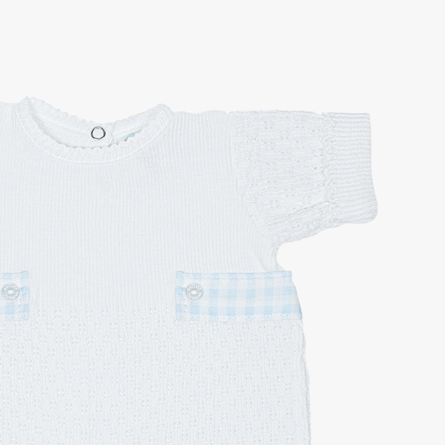 Paty Knit Bubble, Blue Gingham Tabs 3 months