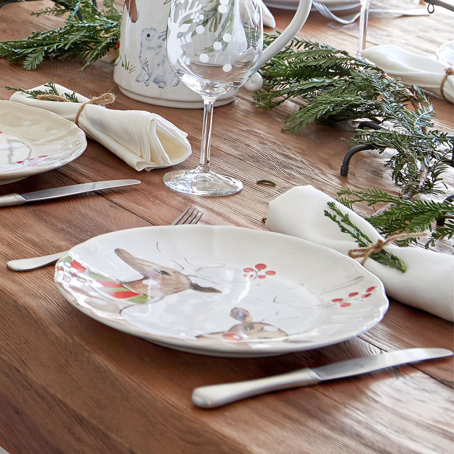 Casafina Deer Friends White Dinner Plate