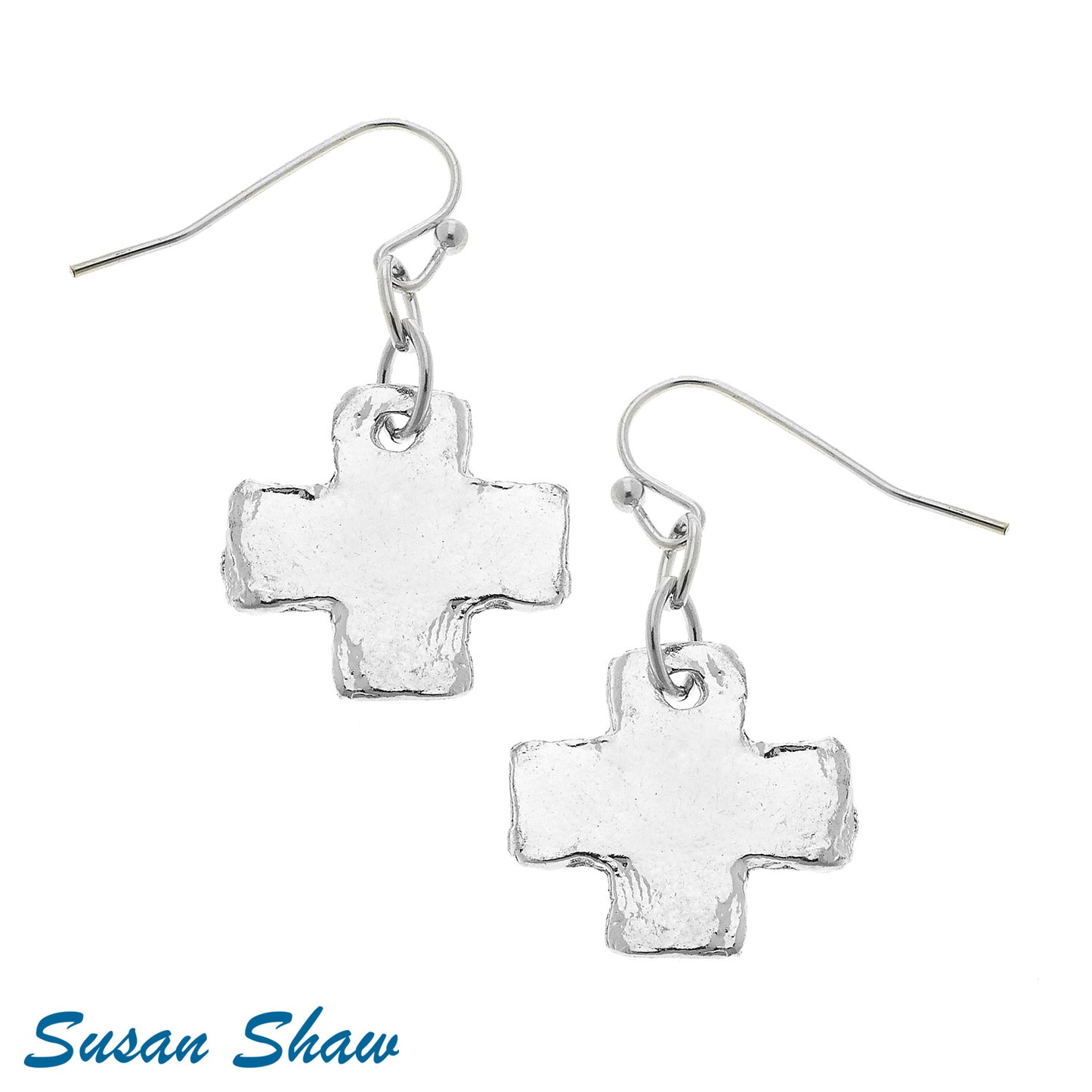 Susan Shaw Handcast Silver Cross Earrings 1725N