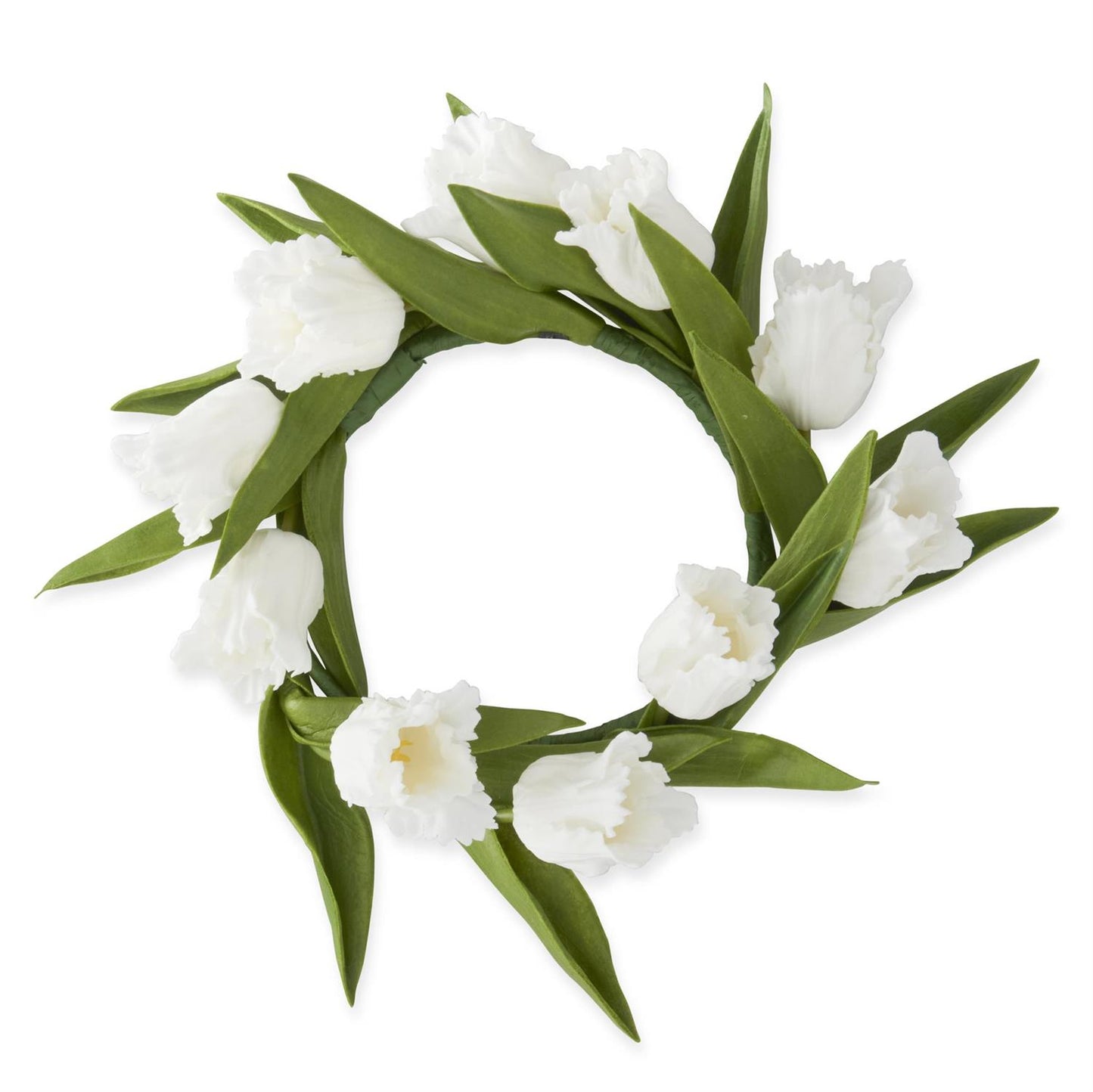 10 inch white Real Touch Parrot Tulip Candle Ring