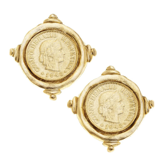 Susan Shaw Handcast Gold Coin Earring 1995CR