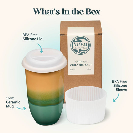 Savannah Ceramic Travel Cup 16oz | Reusable Coffee Cup