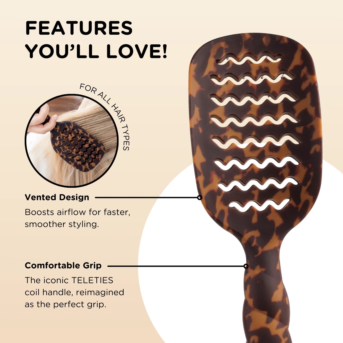 Teleties Tortoise Vented Hair Brush