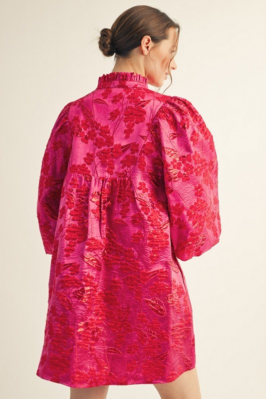Hot Pink Jacquard Dress
