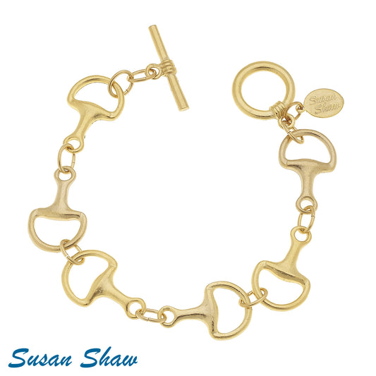Handcast Gold Horse Bit Toggle Bracelet 2548G