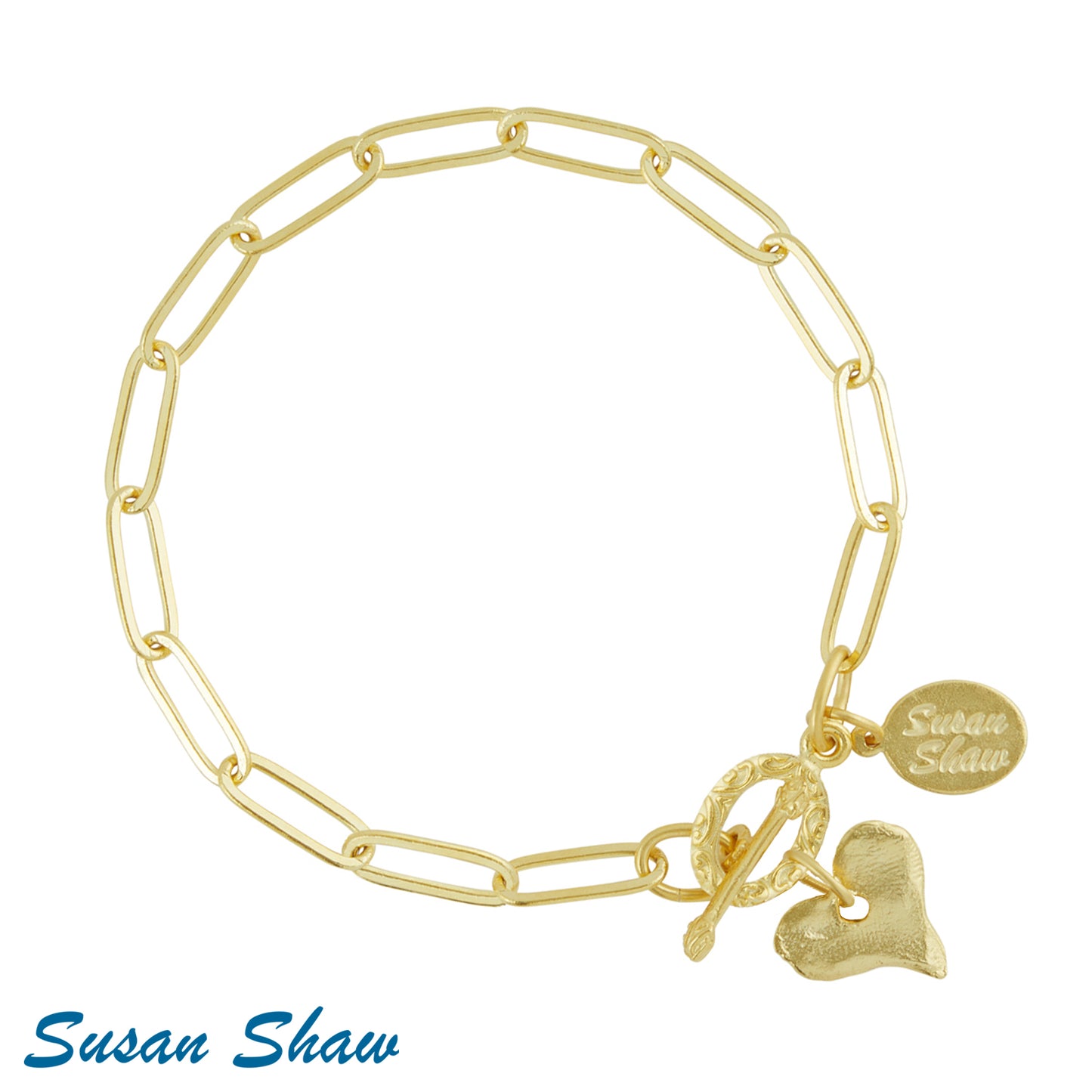 Susan Shaw Heart paperclip Bracelet 2695H