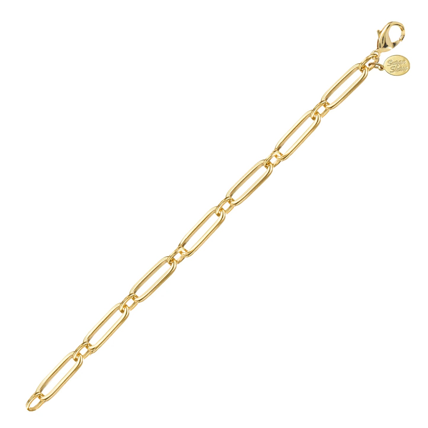 Susan Shaw Gold Mixed Link Paperclip Bracelet 2698G