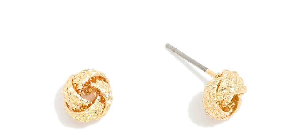 Gold Knotted Stud Earrings