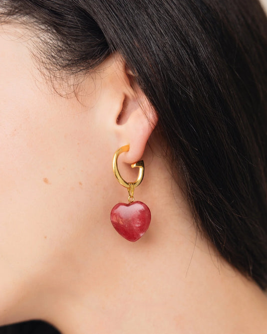 Susan Shaw Gigi Cherry Quartz Heart Earrings 1054R