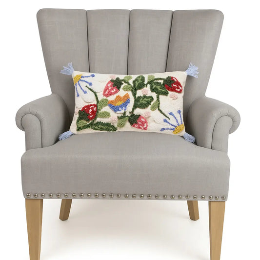 Strawberry Garden Tufted Hook Lumbar Pillow