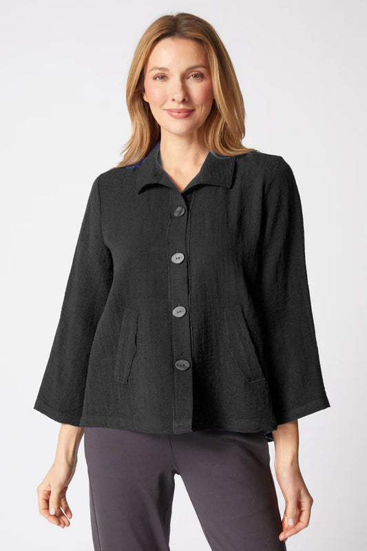 Express Solid Black Tulip Sleeve Jacket