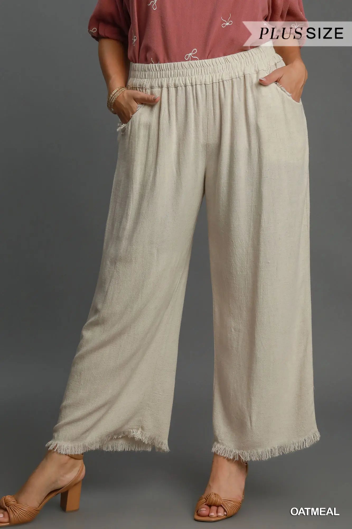 Linen Blend Wide Leg Pants