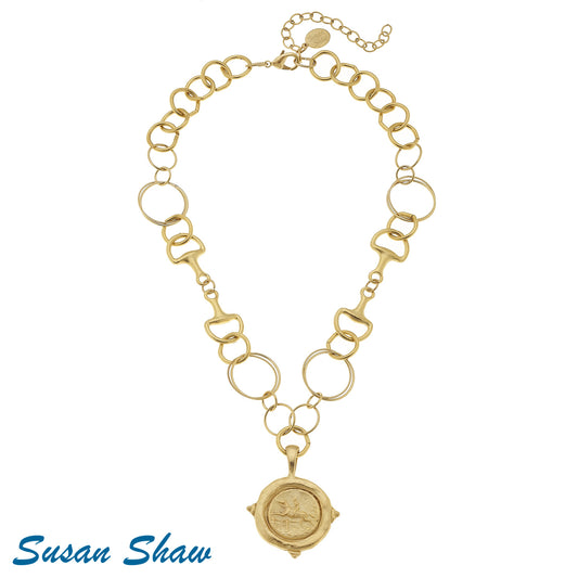 Gold Equestrian Necklace with Horse Bits 3548G