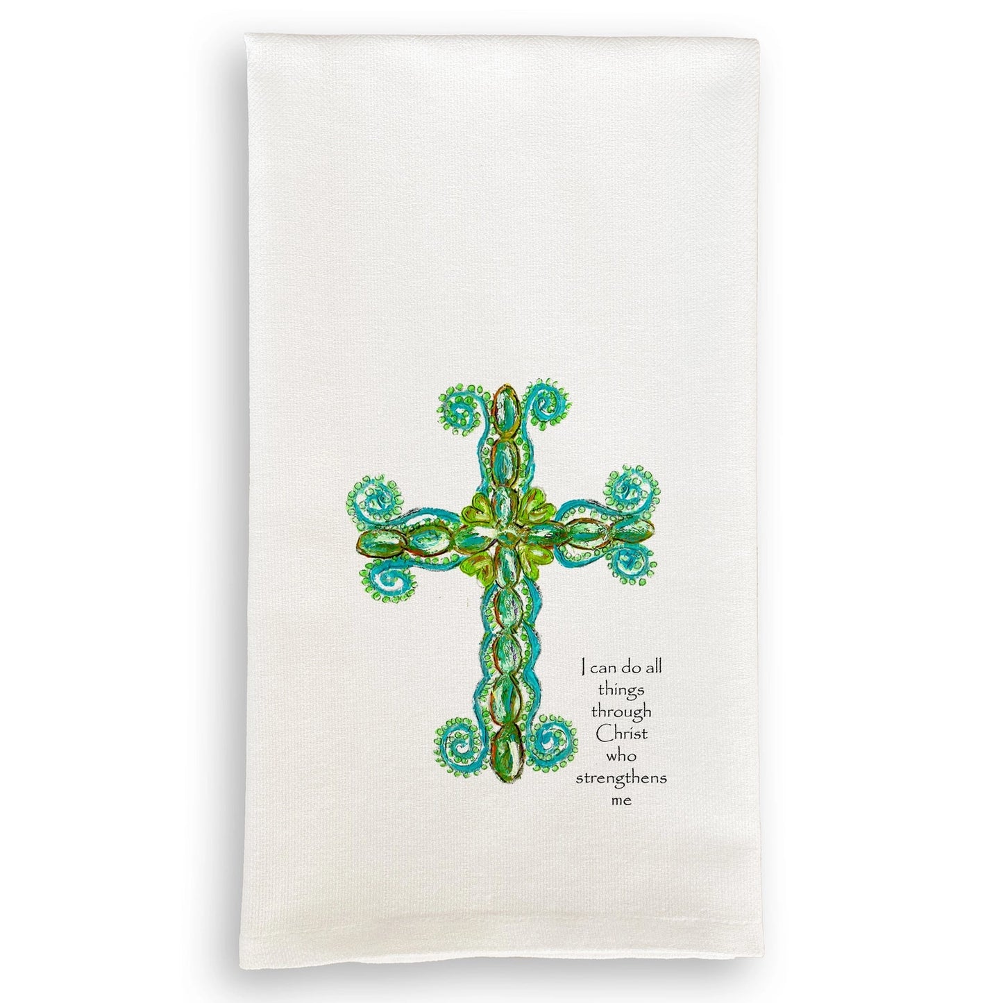 Green Cross Tea Towel