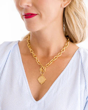 Susan Shaw Handcast Gold Coin Toggle Necklace 3995CR