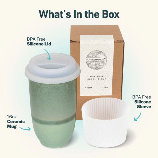 Green Ceramic Travel Mug 16 oz
