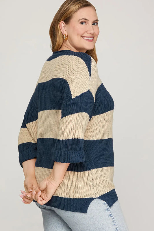 Blue and White Striped Sweater