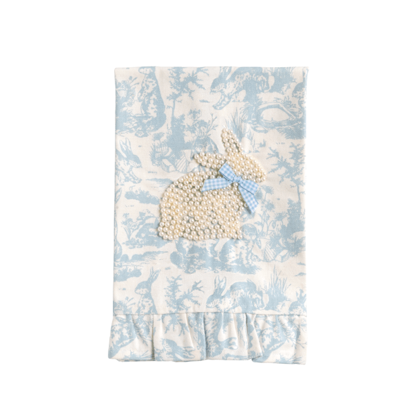 Blue Toile Pearl Bunny Towel