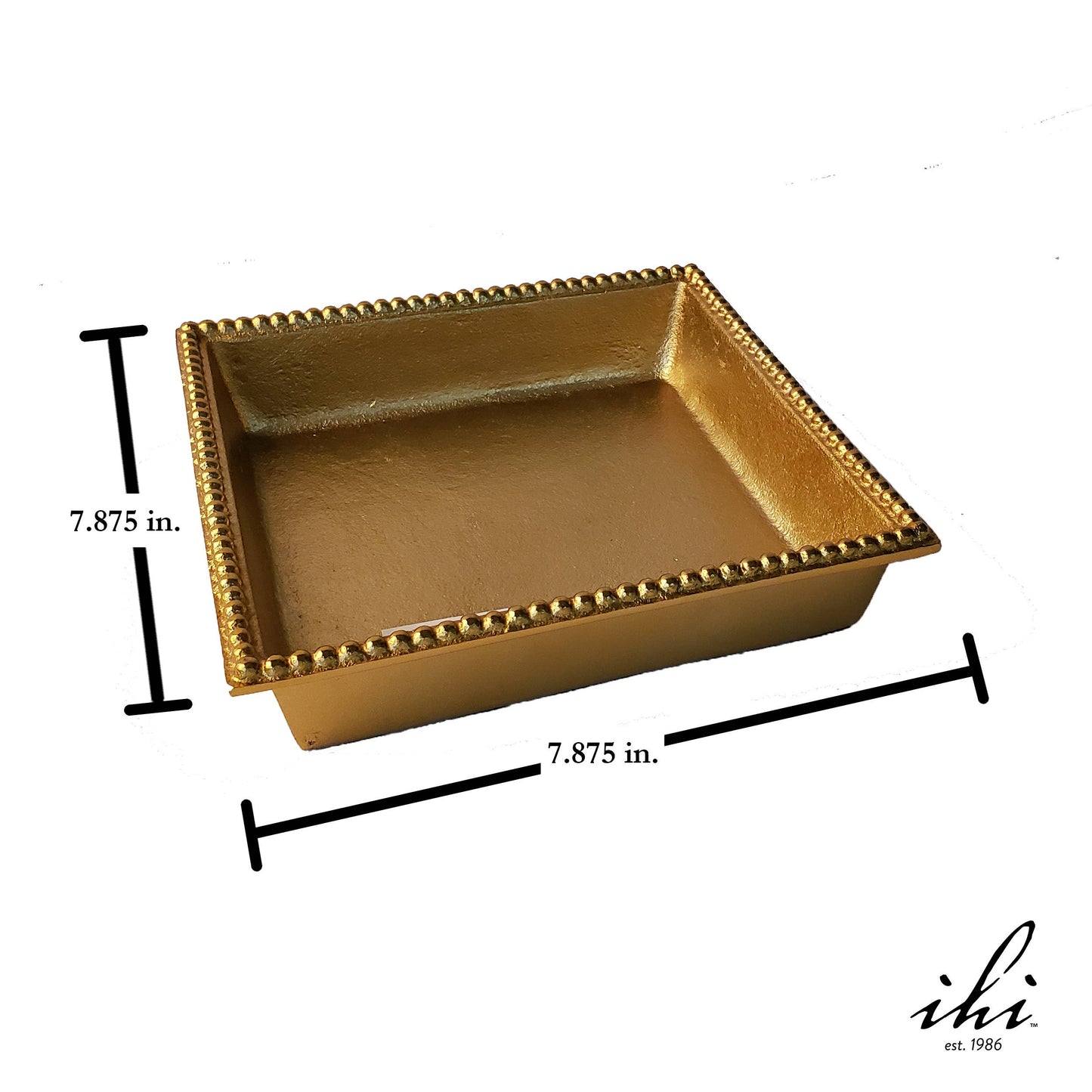 Textured Gilded Aluminum Beaded Border Lunch Napkin Box