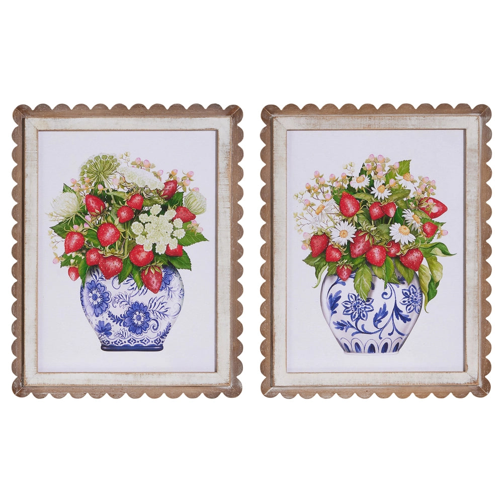 Wild Berry in Vase Scalloped Framed Wall Art