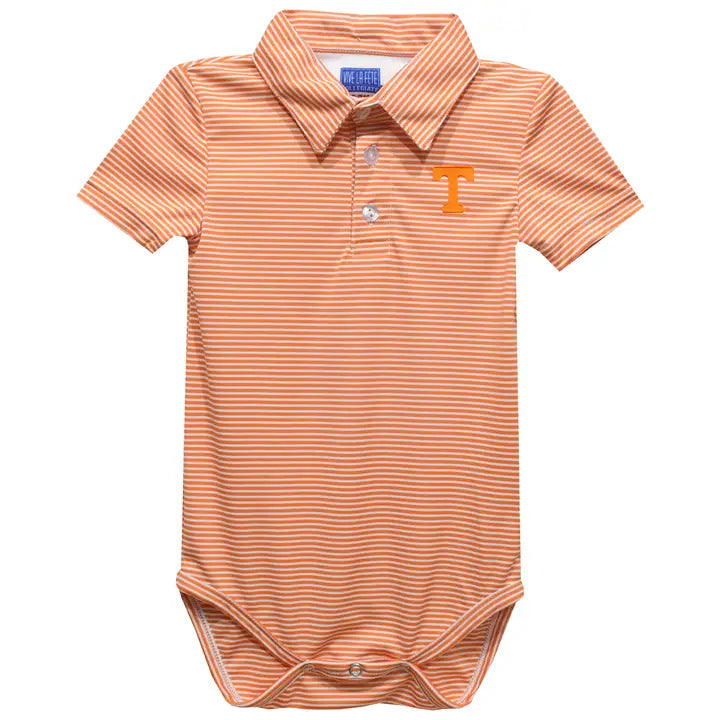 Tennessee Vols Embroidered Orange Stripe Knit Polo Onesie 6M