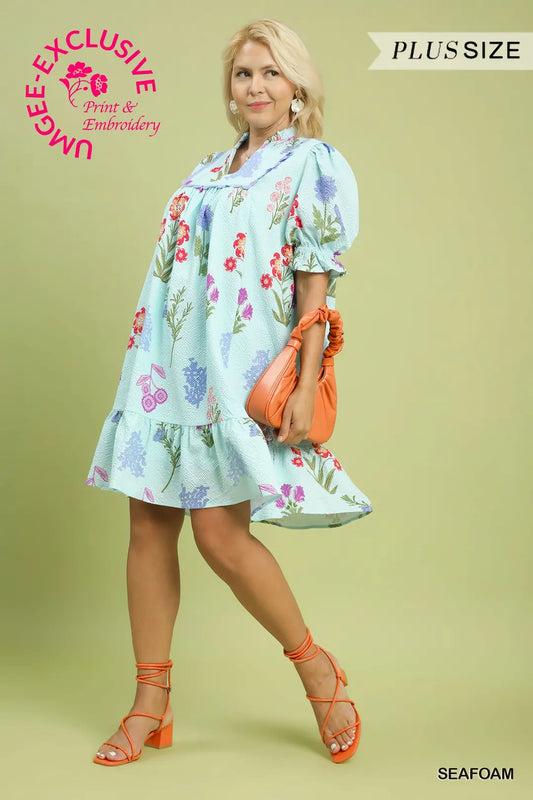 Seafoam Floral Mini Dress