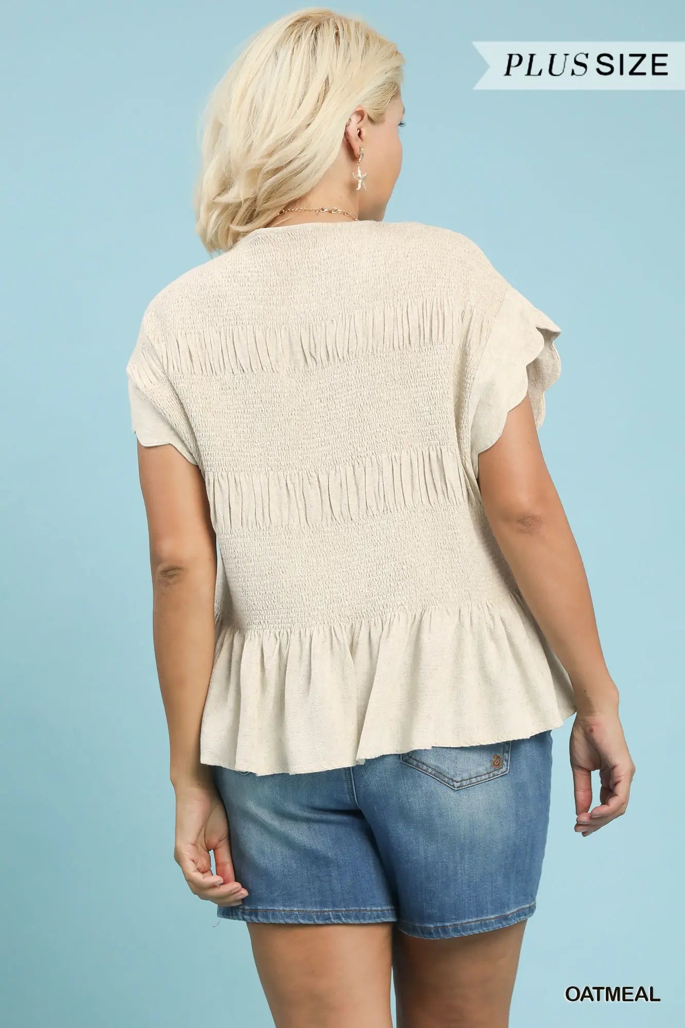 Smocked Peplum Blouse