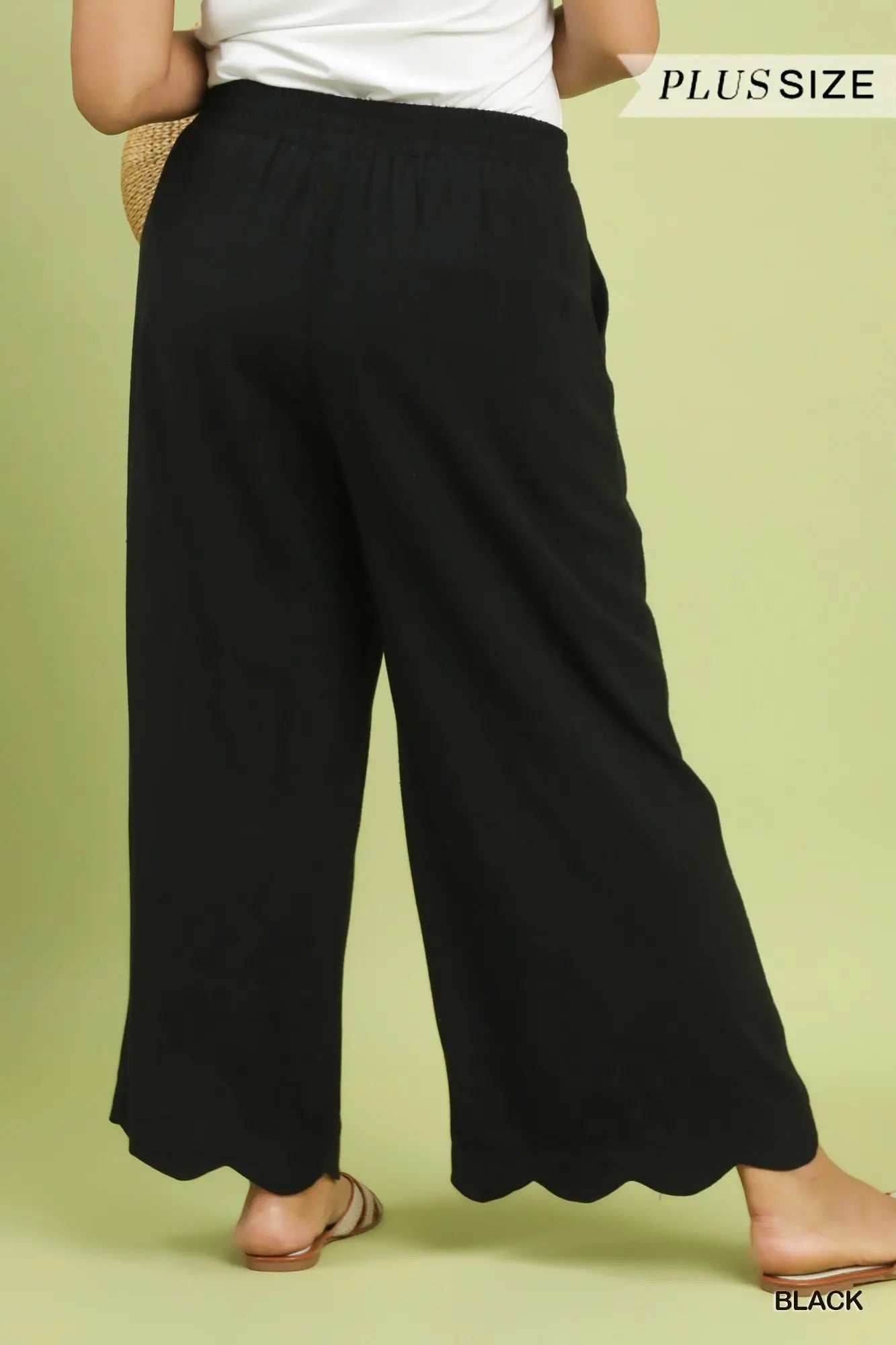Wide Leg Scalloped Hem Pants