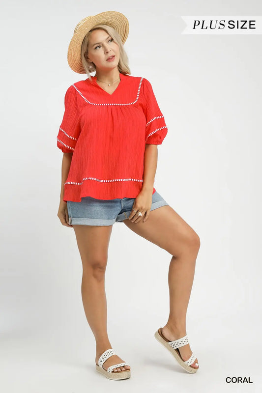 Coral Textured Top