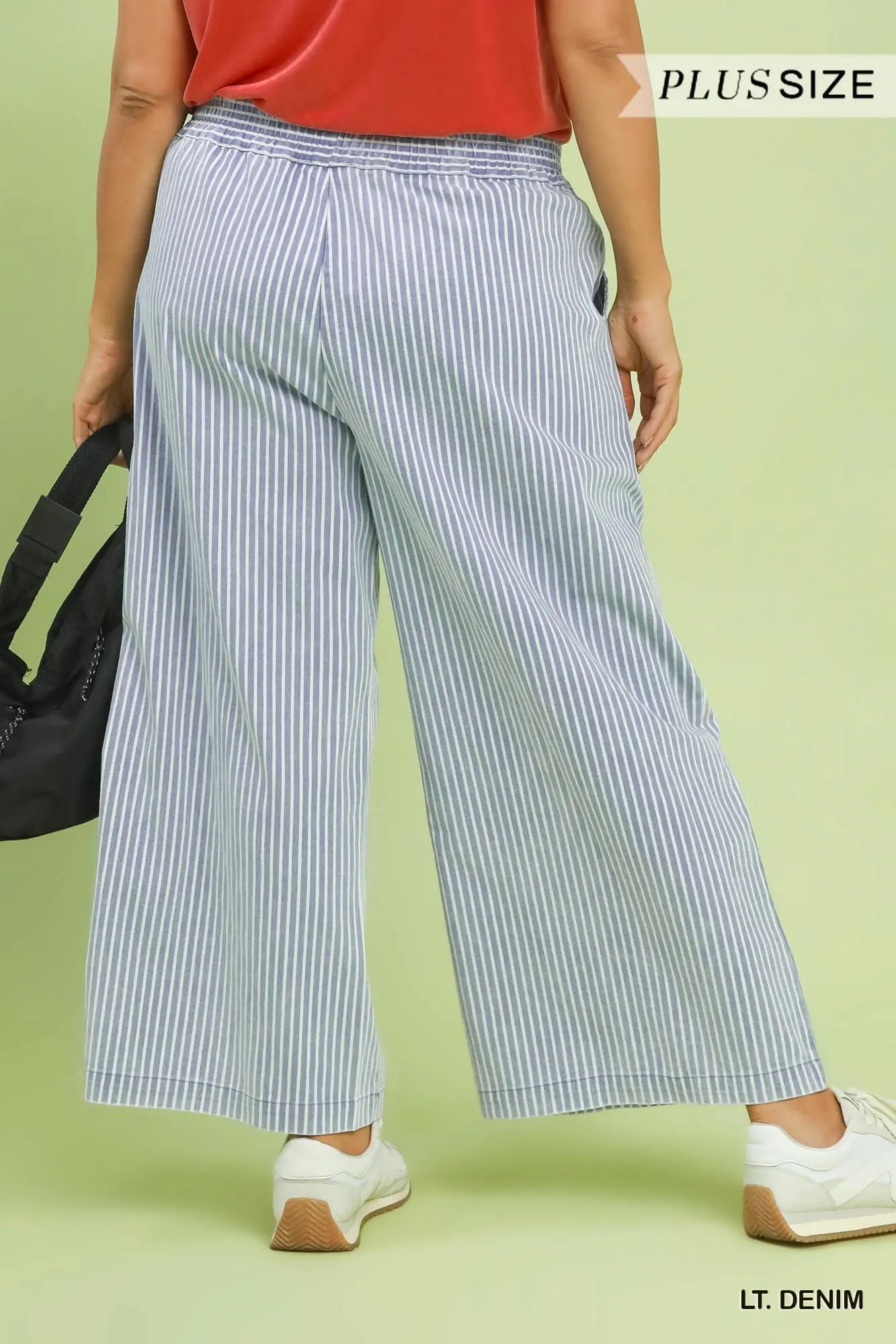 Stone Wash Stripe Wide-Leg Pants