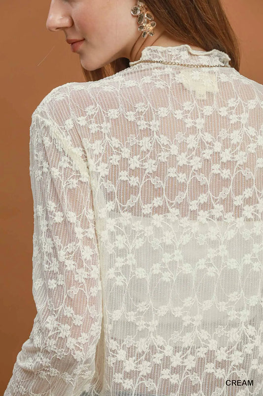 Sheer Floral Lace Top.