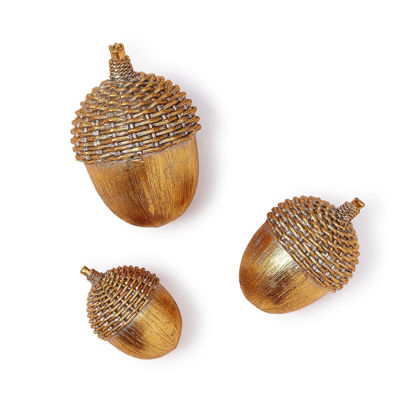 Gold Acorn Decor with Basket Weave Pattern - Small