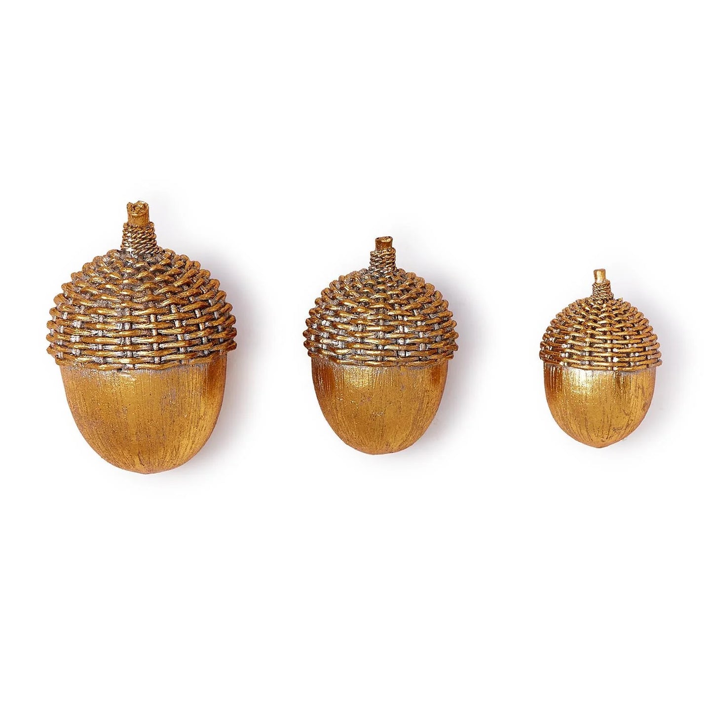 Gold Acorn Decor with Basket Weave Pattern - Small