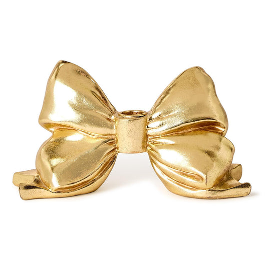 Large Gold Bow Taper Candle Holder