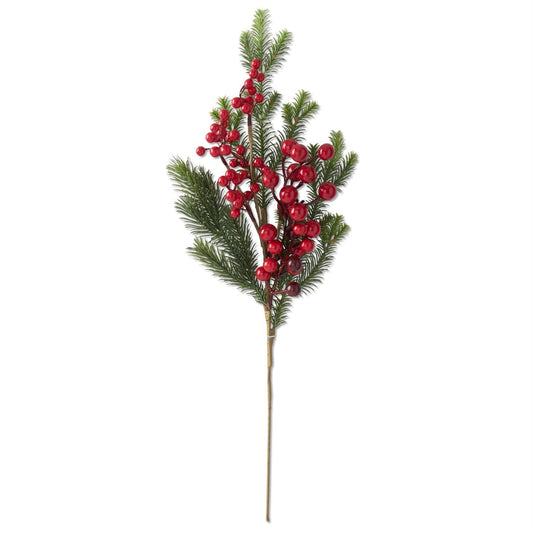 Pine and Red Berry Stem - 22 inch