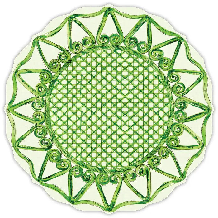 Handpainted Green Lattice with Swirls Posh Die-Cut Placemat