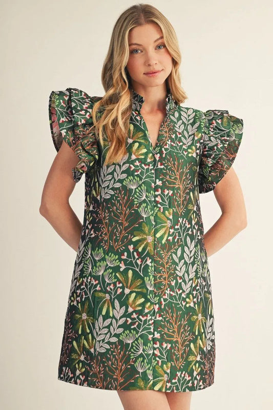 Just Gorgeous Green Jacquard Dress