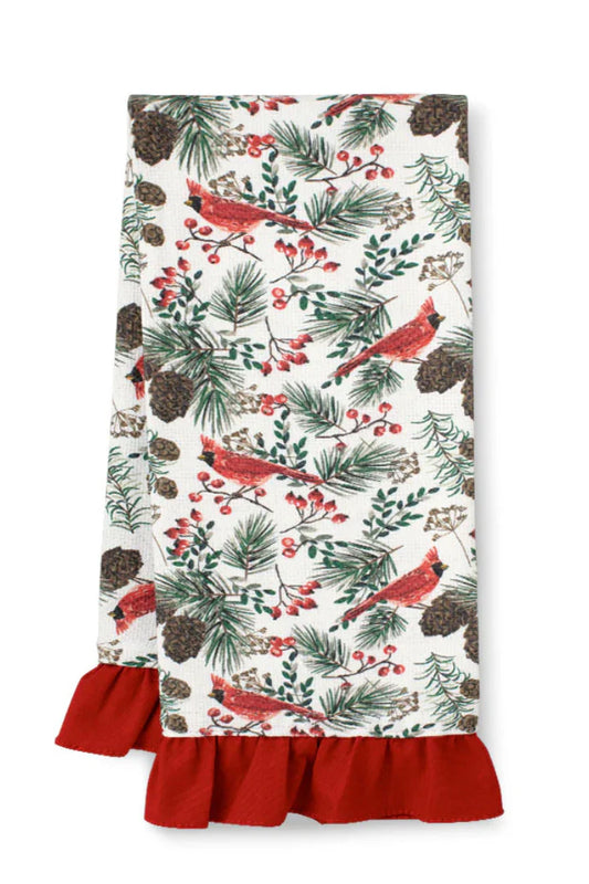 Winter Cardinals Tea Towel